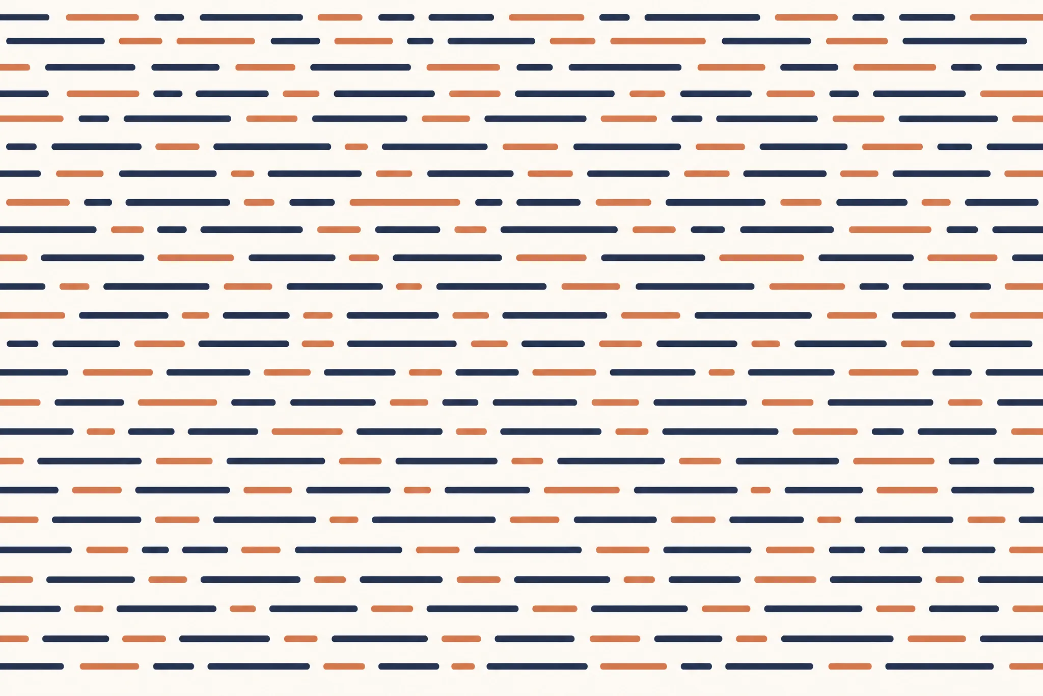 The Dash Code pattern laid flat: short horizontal dashes at four different lengths arranged in a repeating rhythmic sequence resembling an encoding, carrying no actual message, two colours, flat even strokes